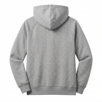 Heather gray pullover hoodie, back view