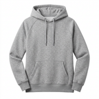 Heather gray pullover hoodie, front view