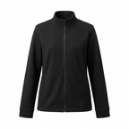 Black stand-collar zip jacket, front view